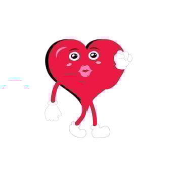 Love heart cartoon with many expressions. different love heart activity vector illustration flat design. smart love heart for children story book.