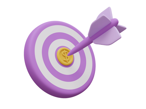 Arrow target with a coin in the middle. Business concept 3D render illustration png
