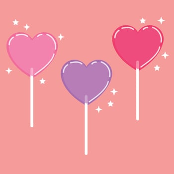 Sweets molded heart of candies on pink background. Simple hand drawn heart lollipops. Perfect As Wall Art, Valentine's Day Gift Card, Poster Or Invitation. vector