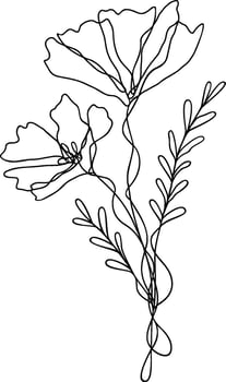 Flower Line Art Continuous vector
