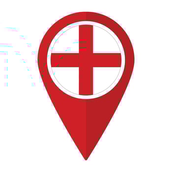 England flag on map pinpoint icon isolated. Flag of England vector