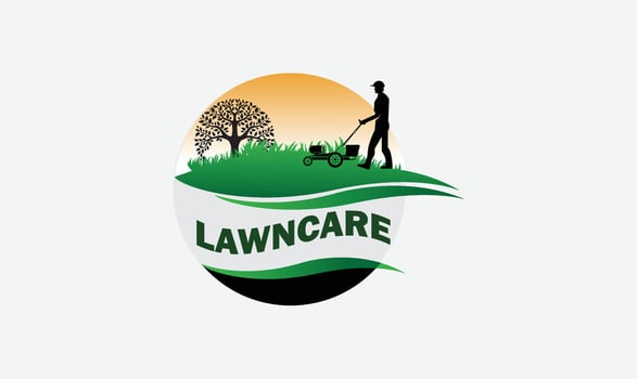 Vector lawn care logo design made of color pieces, lawncare logo