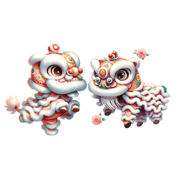 AI generated Watercolor clipart of Chinese New Year Lion Dance. Ai Generate png