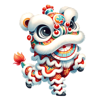 AI generated Watercolor clipart of Chinese New Year Lion Dance. Ai Generate png