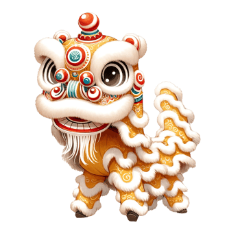 AI generated Watercolor clipart of Chinese New Year Lion Dance. Ai Generate png
