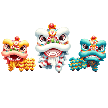 AI generated Watercolor clipart of Chinese New Year Lion Dance. Ai Generate png