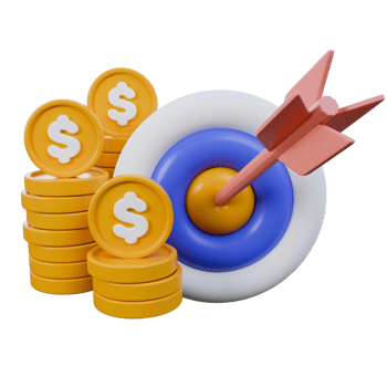 3d money saving stack coin with target png