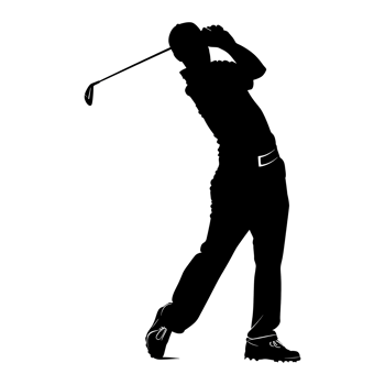 AI generated Silhouette golf player full body black color only png