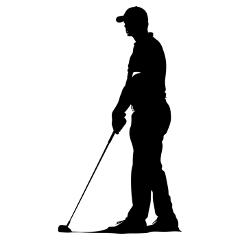 AI generated Silhouette golf player full body black color only png