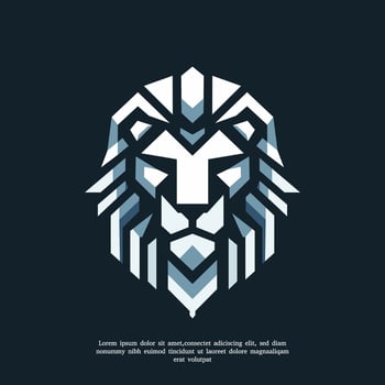 geometric silver lion head symmetrical logo design illustration. vector