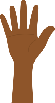 Flat design illustration of hand raised up. png
