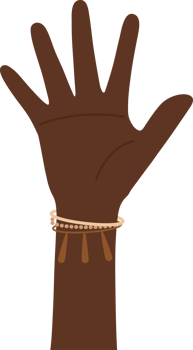 Flat design illustration of hand raised up. png