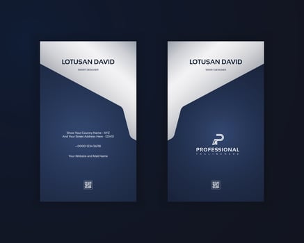 Vertical dark blue elegance modern business card vector