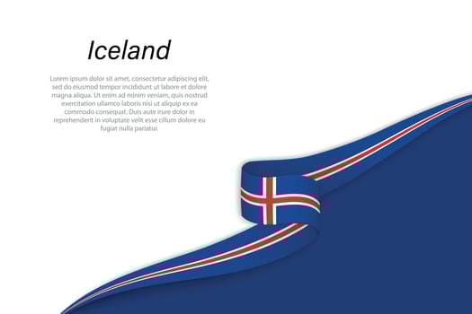 Wave flag of Iceland with copyspace background vector
