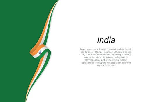 Wave flag of India with copyspace background vector
