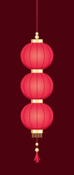 Red Hanging Chinese Lantern, Lunar New Year and Mid-Autumn Festival Decoration Graphic. Decorations for the Chinese New Year. Chinese lantern festival. vector