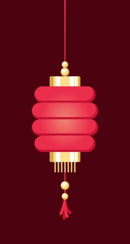 Red Hanging Chinese Lantern, Lunar New Year and Mid-Autumn Festival Decoration Graphic. Decorations for the Chinese New Year. Chinese lantern festival. vector