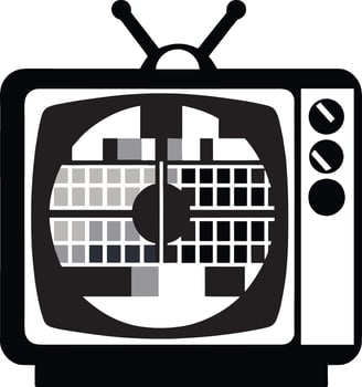 Black and White Retro TV  Silhouette Illustration Pro Vector