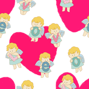 Repeat Background seamless cute cartoon doodle kid character angel cupid eros symbol png
