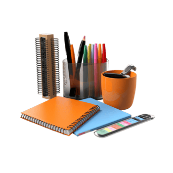 AI generated Stationery Item Pen, Pencil, Notebook, Ruler on Transparent Background png