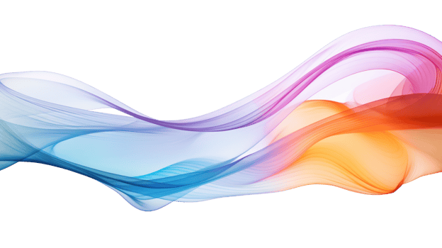AI generated smoke wave in the colors of blue, orange, red and pink on transparent background png