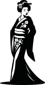 AI generated Japanese Geisha Clipart Illustration Free Vector