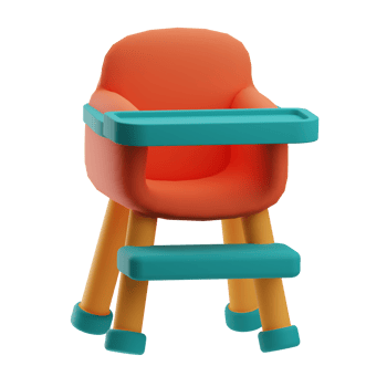 Daycare Object High Chair 3D Illustration png