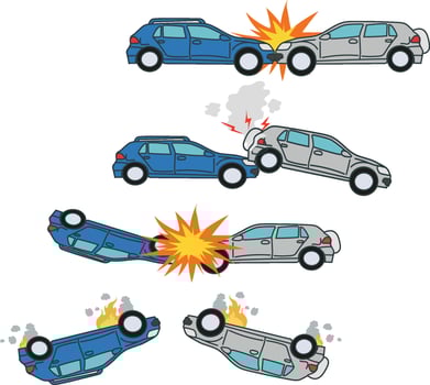 car crash accident tarffic icons vector