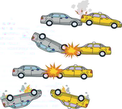 car crash accident tarffic icons vector