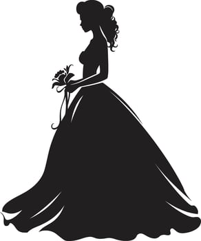 Timeless Bridal Grace Monochrome Icon Classic Bride Silhouette Black Vector Design