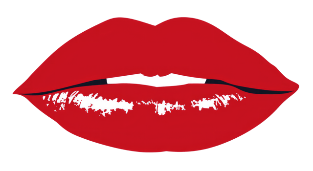 AI generated Red Silhouette of kissing lips transparent on background. AI generated png