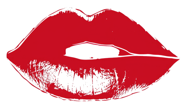 AI generated Red Silhouette of kissing lips transparent on background. AI generated png