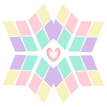 Geometric abstract rainbow. Ribbon style heart in the middle. Icon. Element. Single object. vector