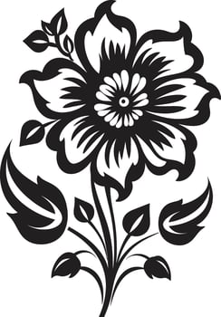 Botanical Stroke Black Emblematic Design Simple Bloom Frame Monochrome Logo vector
