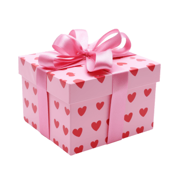 AI generated Romantic Pink Gift Box with Red Hearts png