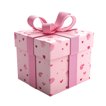 AI generated Pink Gift Box with Hearts on Clear Background png