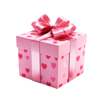AI generated Pink Heart Gift Box on Transparent Background png