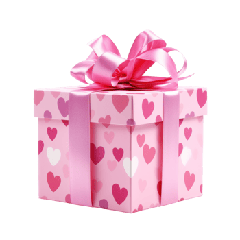 AI generated Pink Gift Box with Hearts on Top png