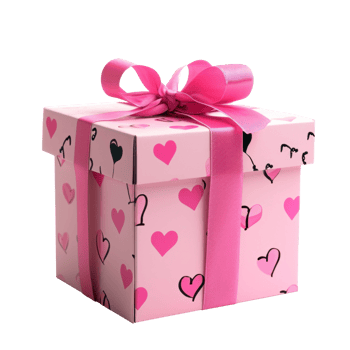 AI generated Heart Pattern Pink Gift Box png