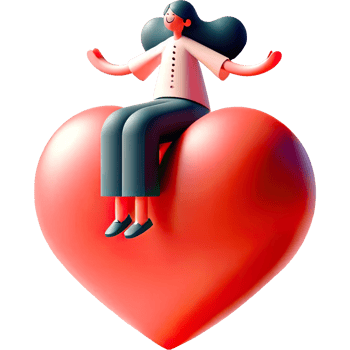 AI generated Female character cute sit on big heart balloon falling in love concept for love and Valentine. png
