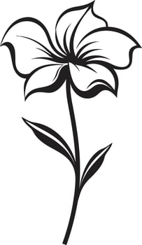 Expressive Flower Sketch Black Design Logo Freehand Bloom Outline Monochrome Symbol vector