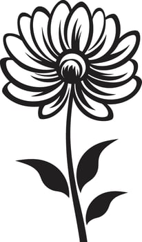 Sketchy Petal Emblem Black Symbol Hand Rendered Bloom Icon Monochrome Emblem Icon vector