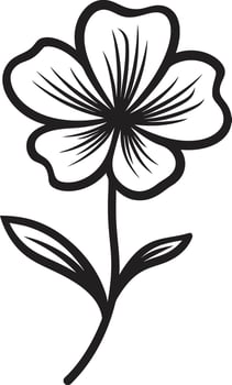 Artistic Handcrafted Bloom Black Emblematic Sketch Casual Freehand Blossom Monochrome Emblem vector