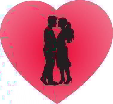 Silhouette couple illustration For Valentine's Day vector