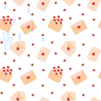 Seamless pattern with love letter envelope and heart. Valentine's day vector illustration background. Detailed cartoon element for holiday patterns, packaging, designs