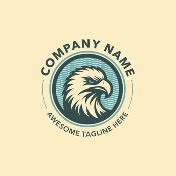 Retro eagle head logo emblem vector illustration. Vintage animal mascot professional corporate brand identity.