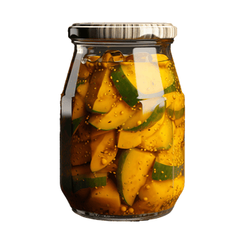 AI generated Delicious mango pickle in glass jar png isolated on transparent background