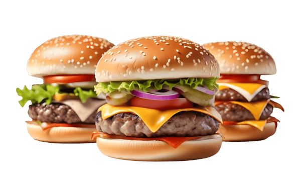AI generated burger on white background png