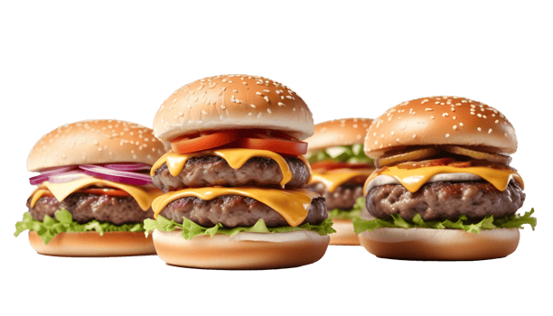 AI generated burger on white background png