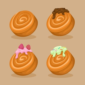 Cromboloni Pastry Collection Set Illustration Vector